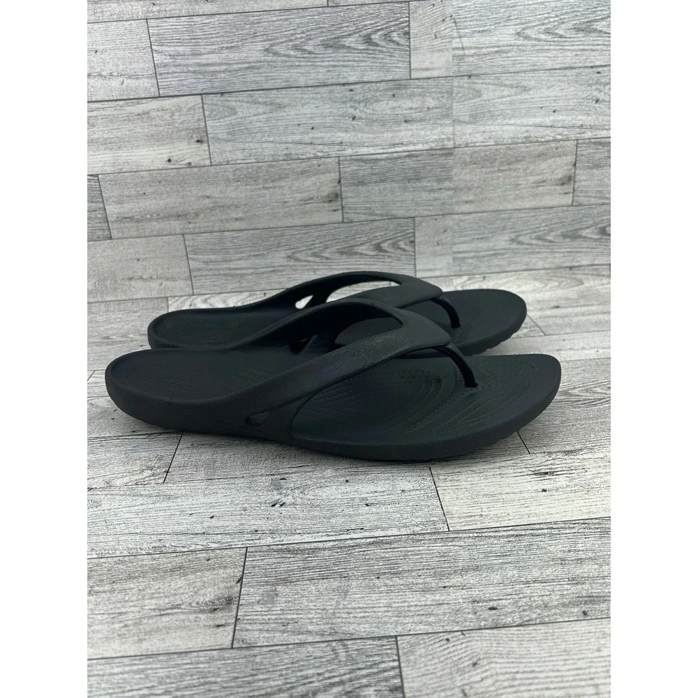 Crocs Womens Flip Flops Thong Sandals Iconic Comfort Black Lightweight Size W 11